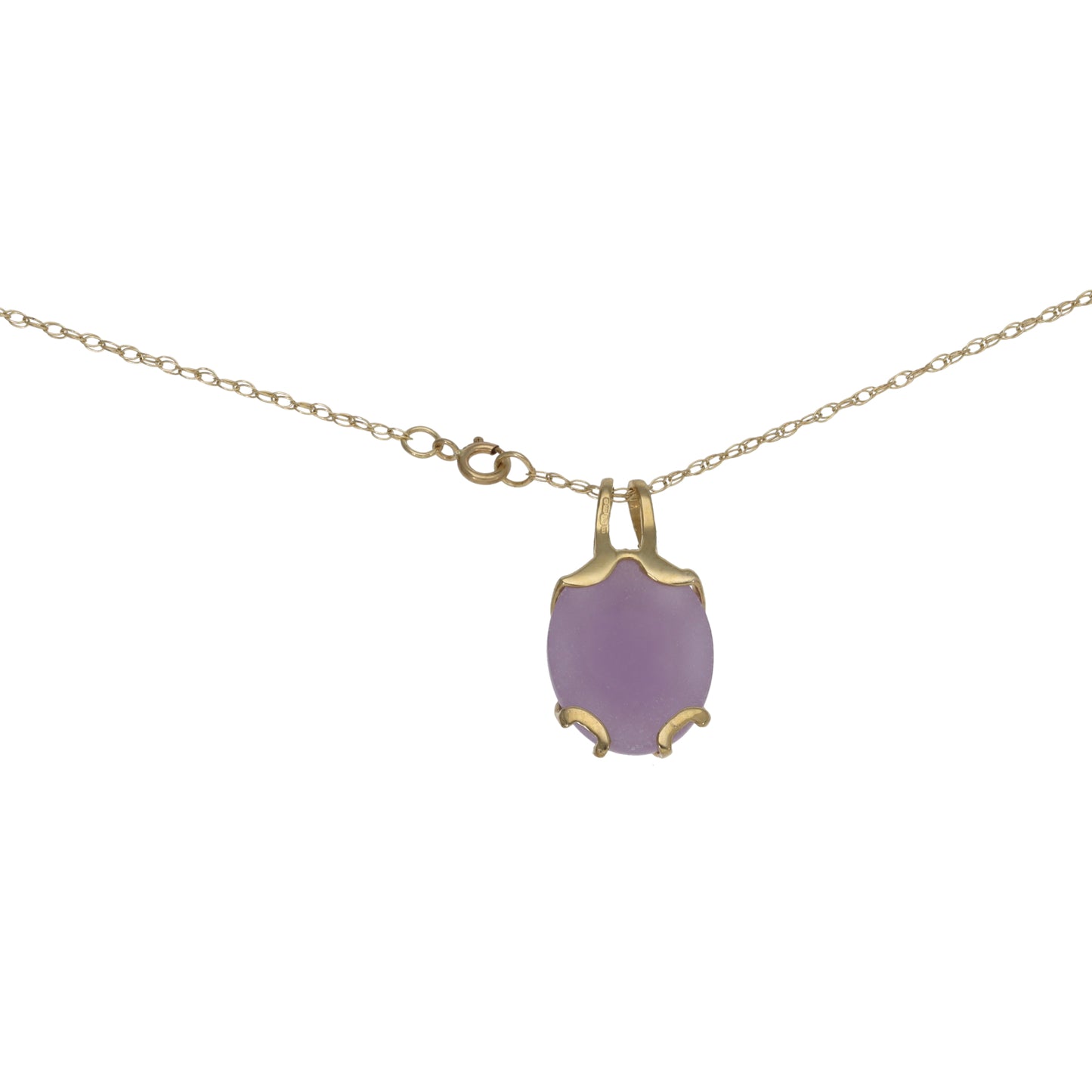 9ct Gold Jade Dress/Cocktail Pendant With Chain