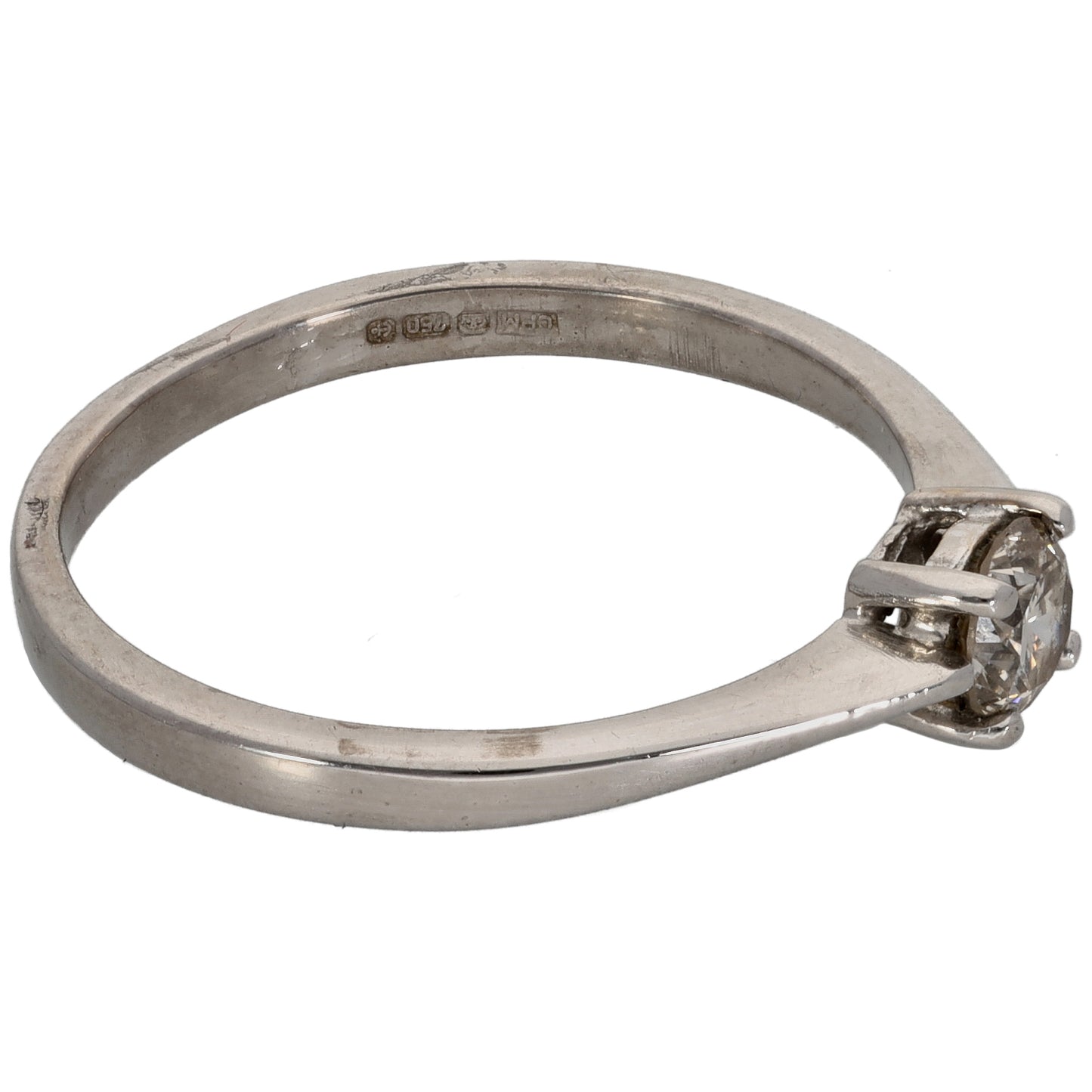 18ct White Gold 0.33ct Diamond Solitaire Ring Size O