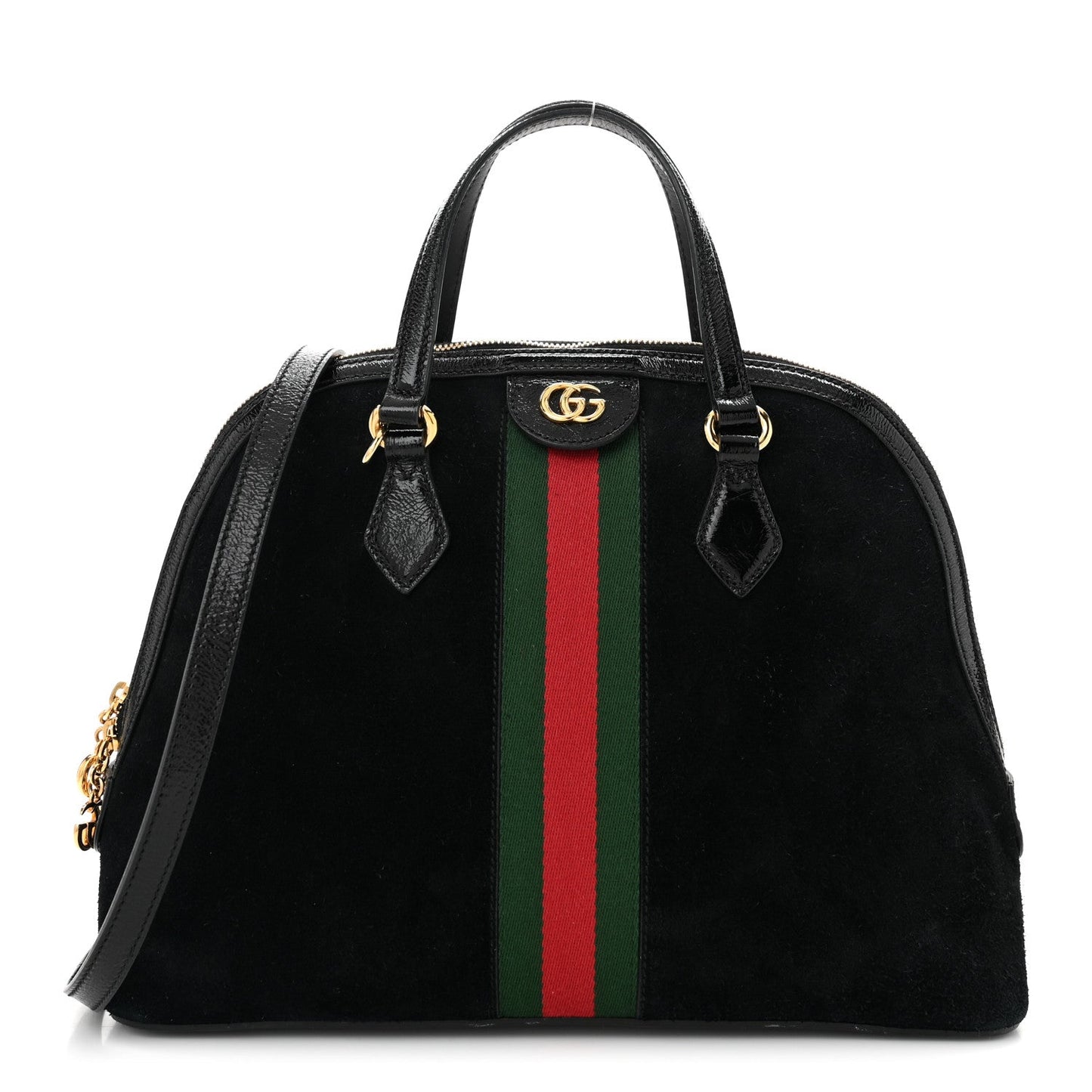 Gucci Ophidia Medium Top Handle Suede Bag - Black