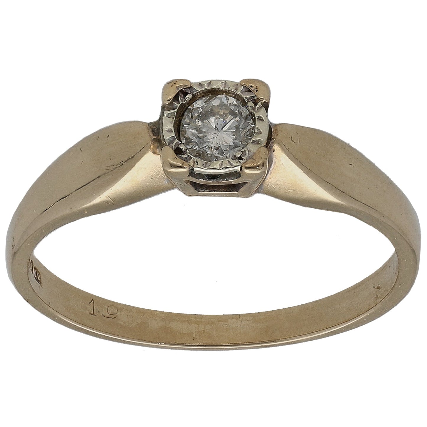 9ct Gold 0.15ct Diamond Solitaire Ring Size O