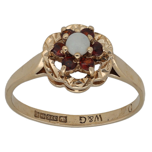 9ct Gold Opal & Garnet Dress/Cocktail Ring Size M