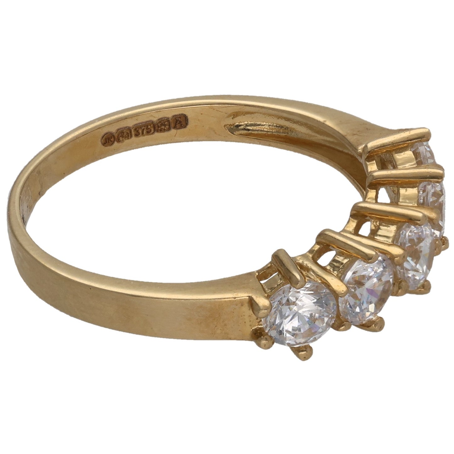 9ct Gold Cubic Zirconia Half Eternity Ring Size Q