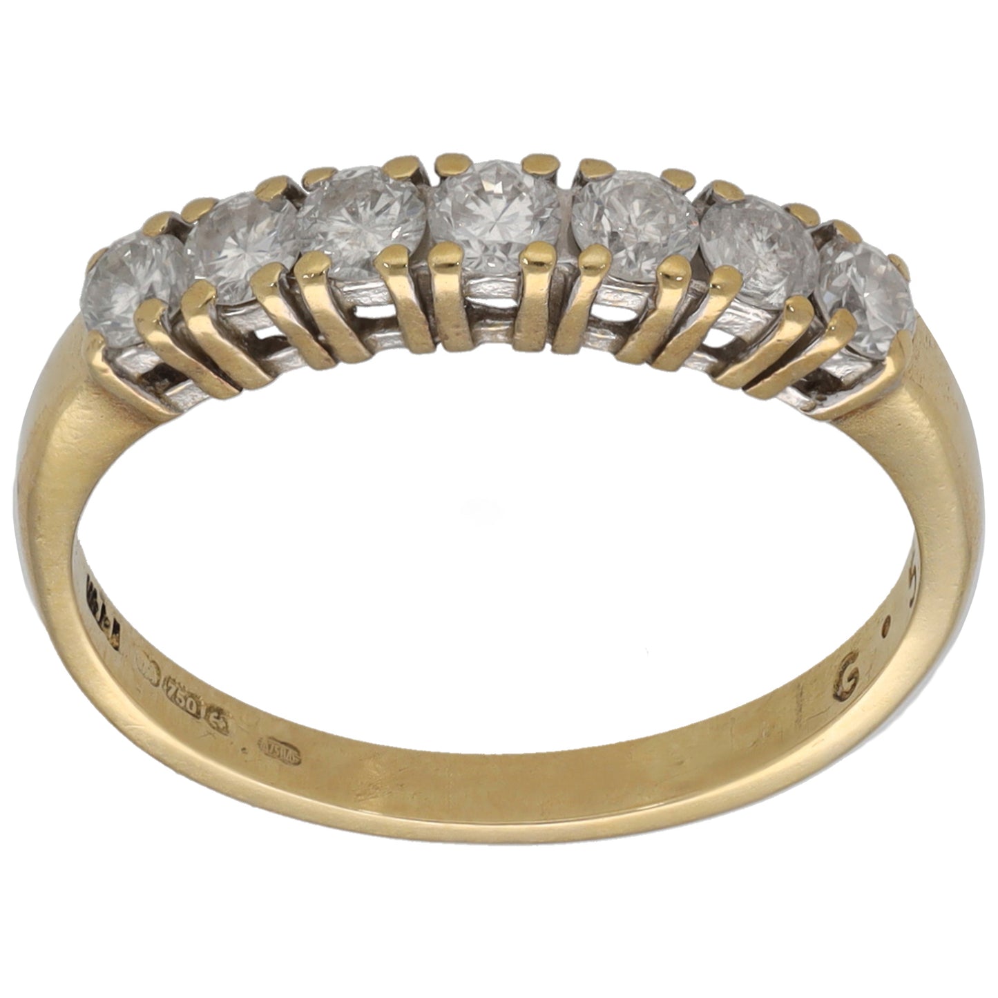 18ct Gold 0.50ct Diamond Half Eternity Ring Size M