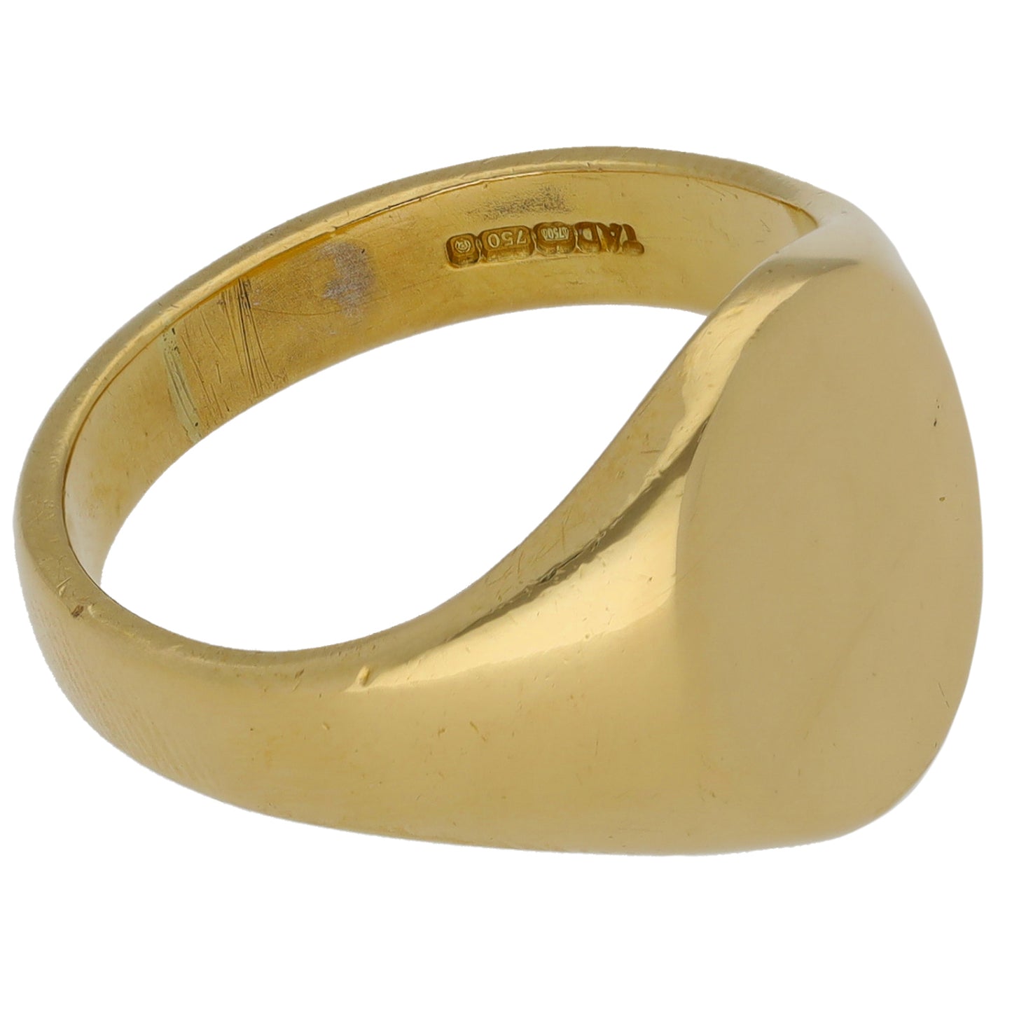 18ct Gold Plain Signet Ring Size Q