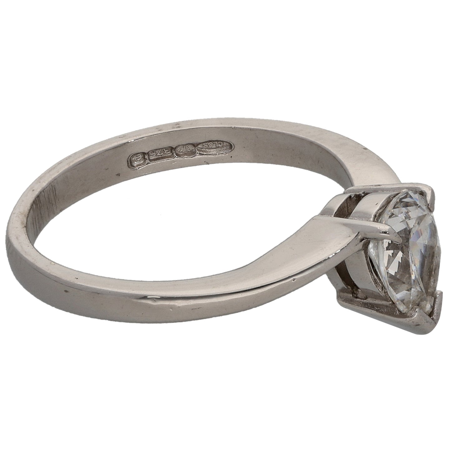 9ct White Gold Cubic Zirconia Single Stone Ring Size K