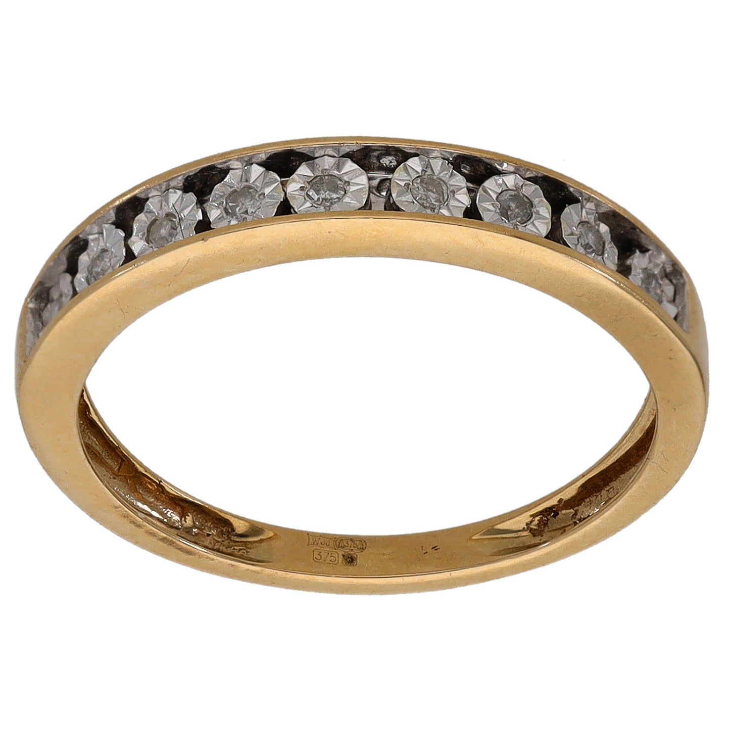 9ct Bicolour Gold 0.045ct Diamond Half Eternity Ring Size K