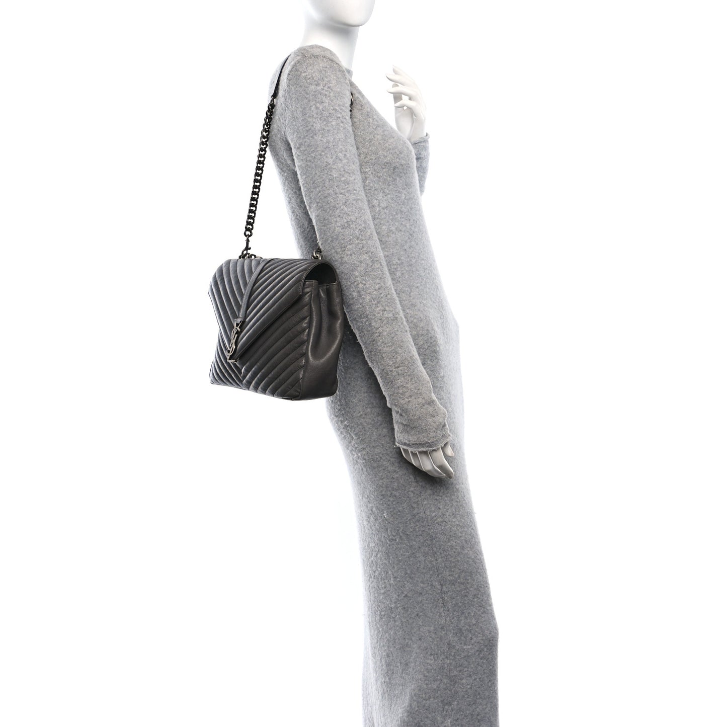 Yves Saint Laurent College Matelasse Leather Bag - Anthracite