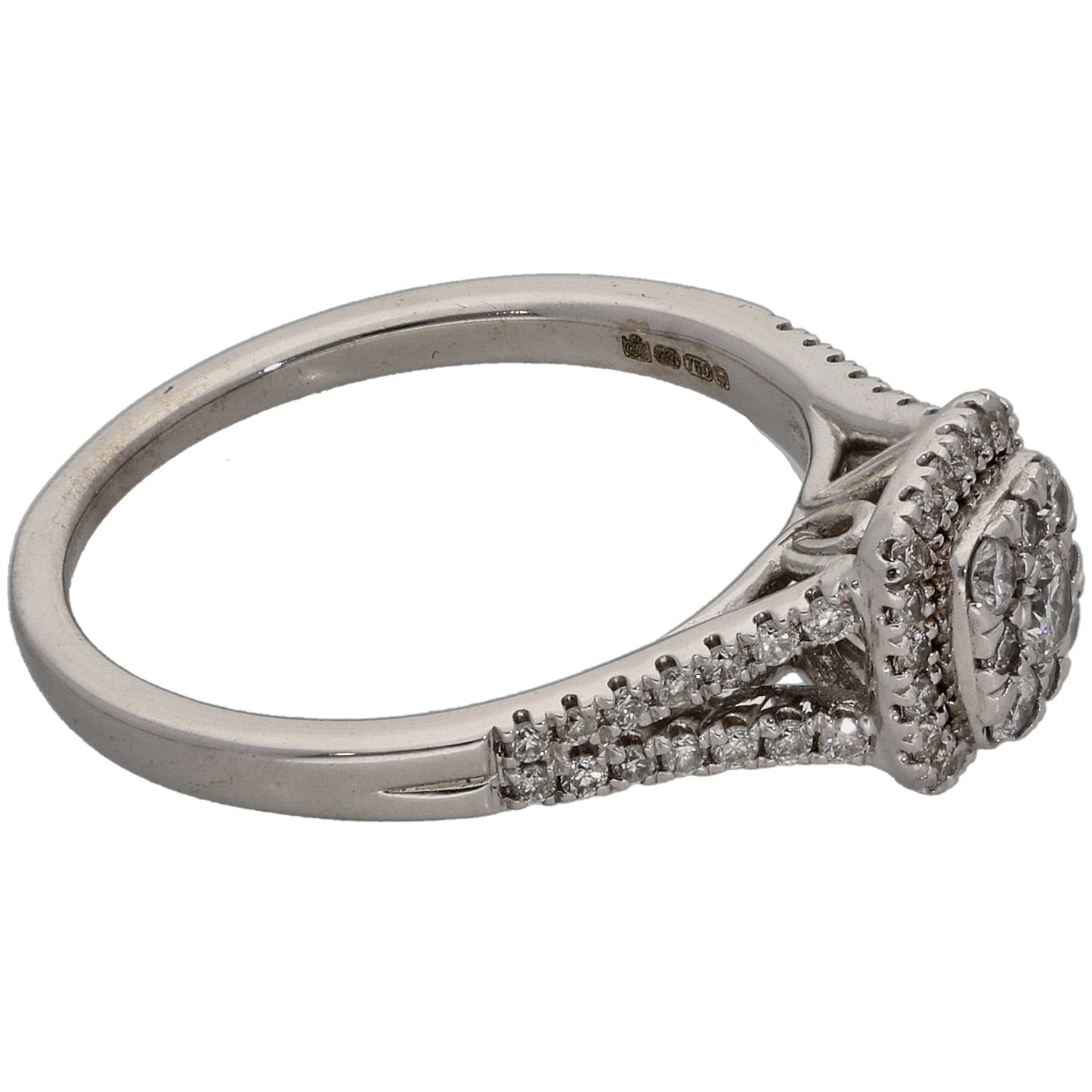 18ct White Gold 0.47ct Diamond Cluster Ring Size O