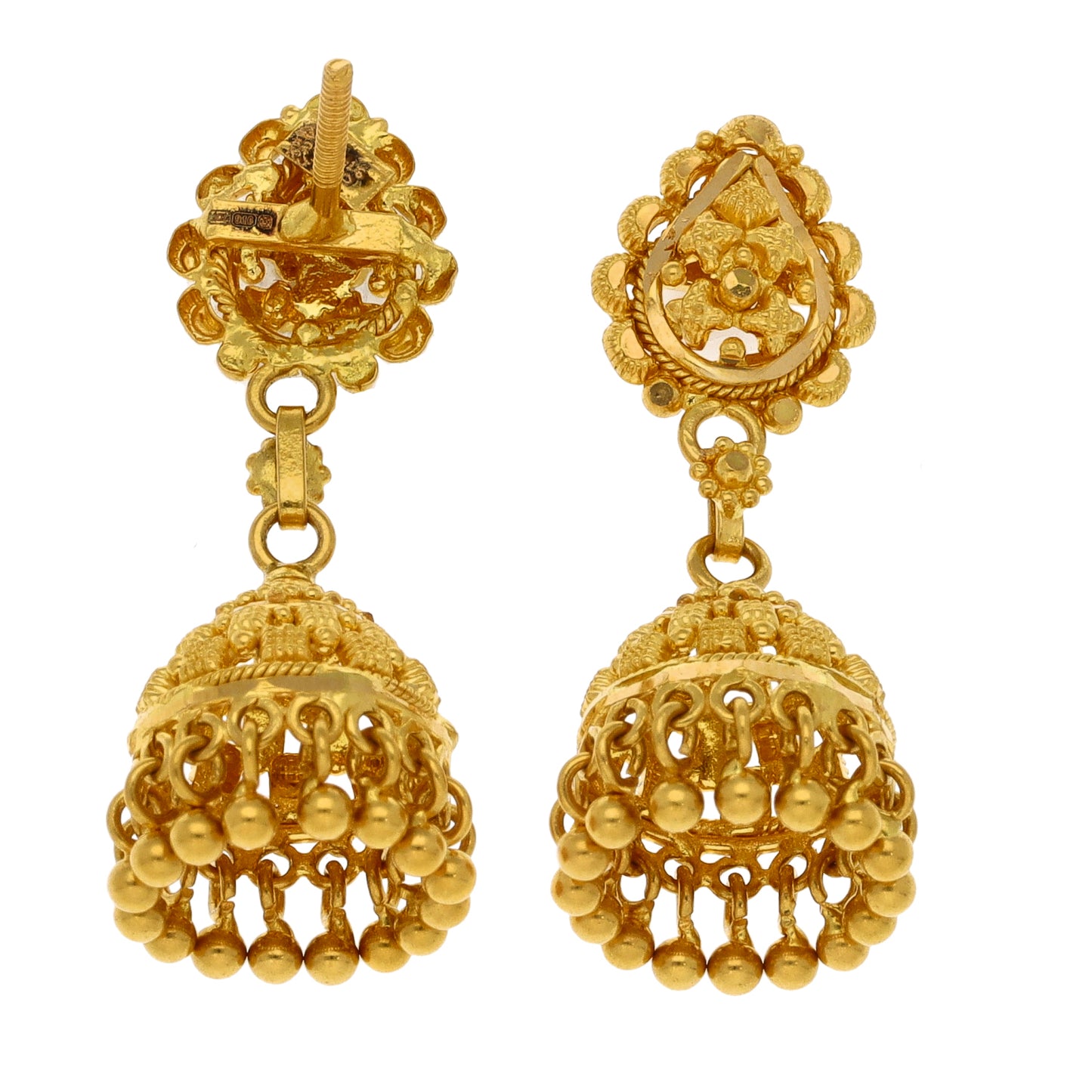 New 22ct Gold Filigree Jhumka Earrings