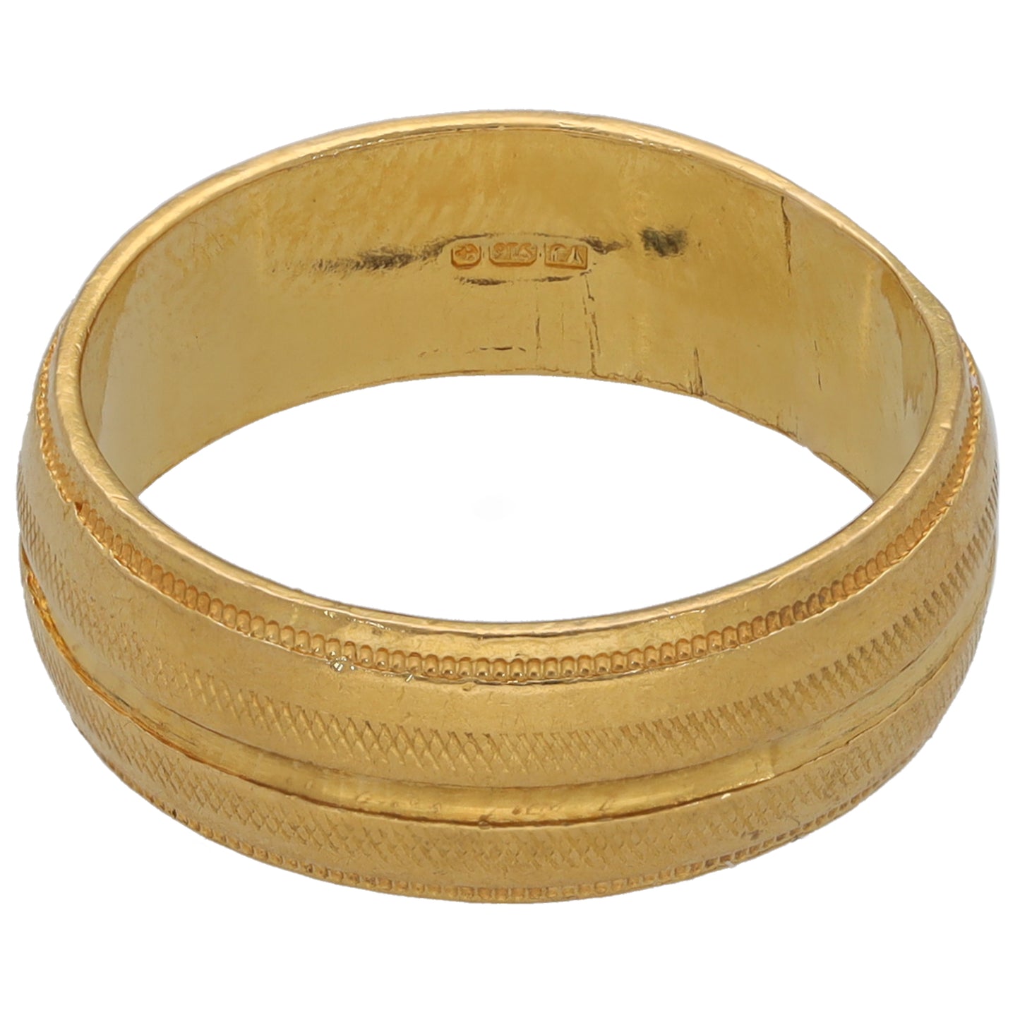 22ct Gold Patterned Wedding Ring Size M