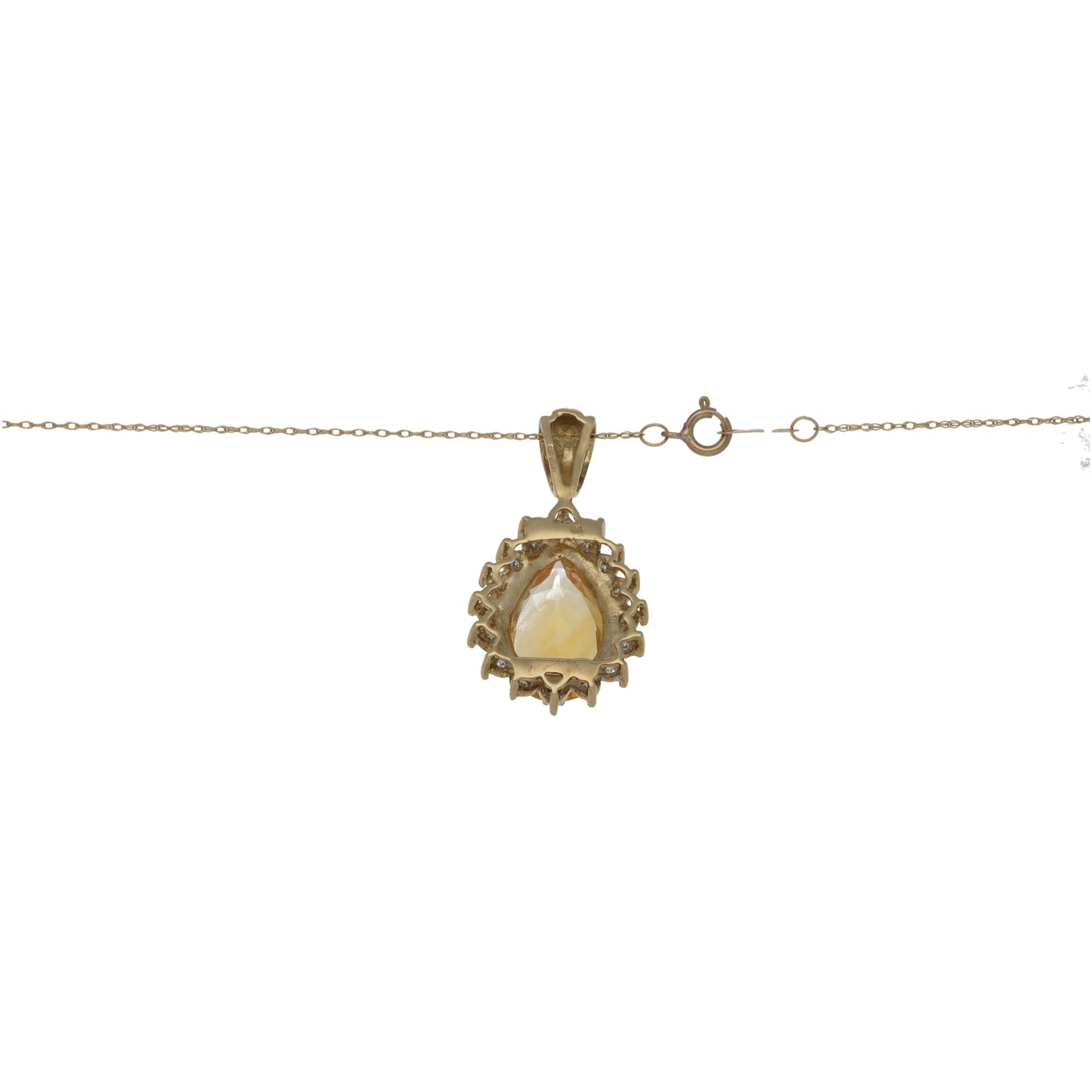 9ct Gold Citrine & 0.16ct Diamond Dress/Cocktail Pendant With Chain