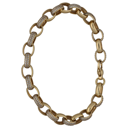 9ct Gold Cubic Zirconia Belcher Bracelet