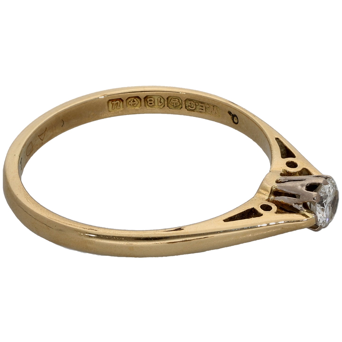 18ct Gold 0.15ct Diamond Solitaire Ring Size N