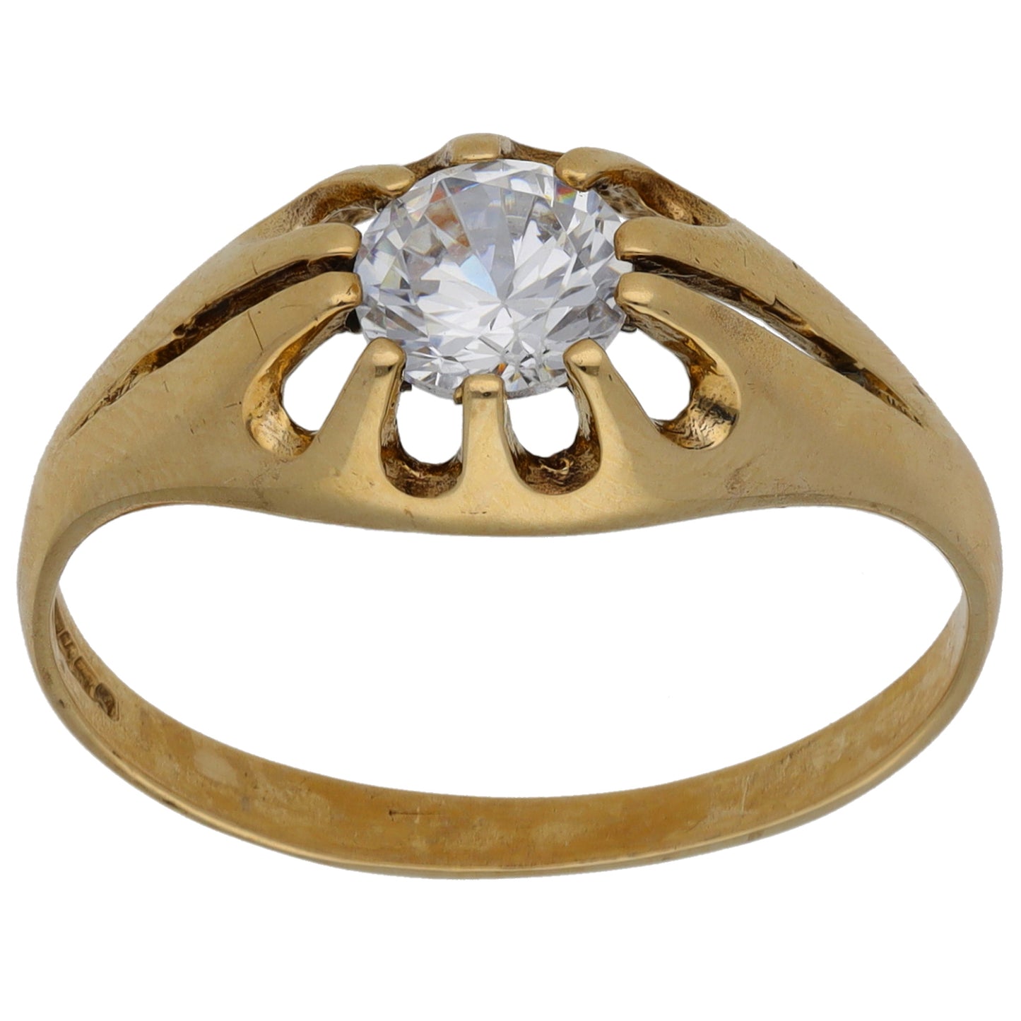 9ct Gold Cubic Zirconia Single Stone Ring Size U