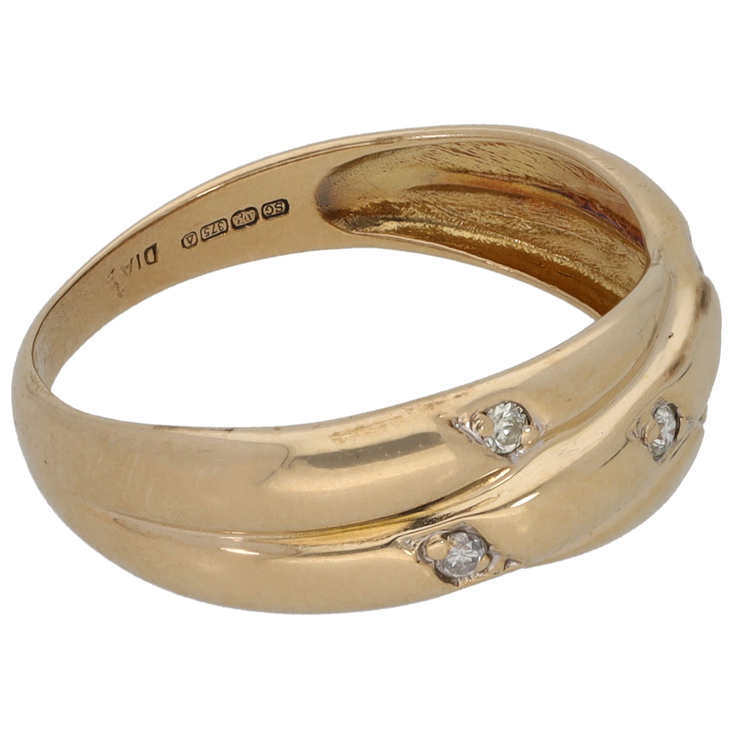 9ct Gold 0.05ct Diamond Dress/Cocktail Ring Size L