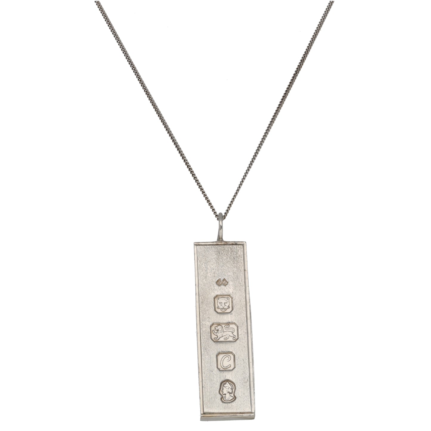 Sterling Silver Ingot Pendant With Chain