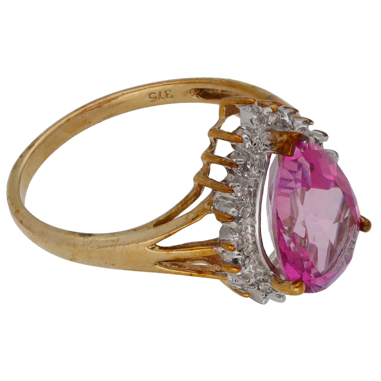 9ct Gold Coated Topaz & 0.03ct Diamond Dress/Cocktail Ring Size P