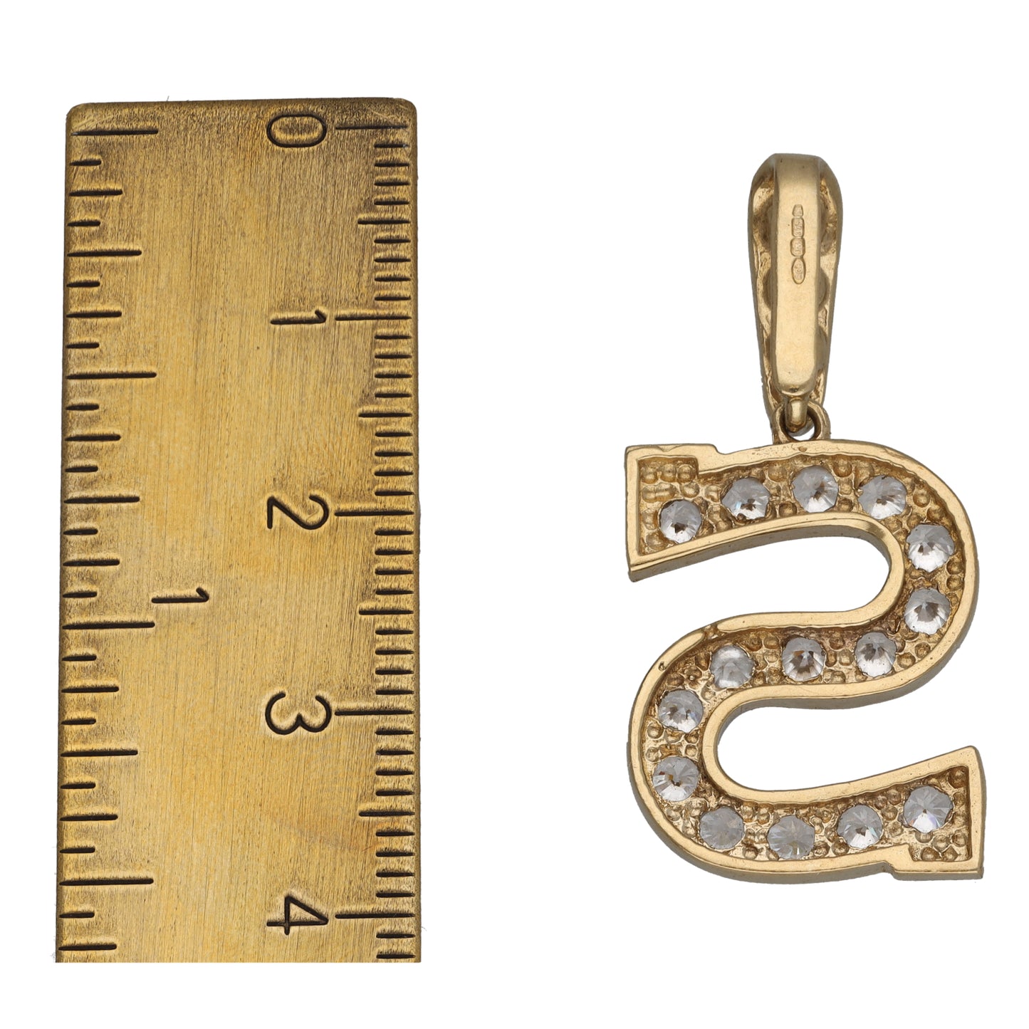 9ct Gold Cubic Zirconia Initial 'S' Pendant