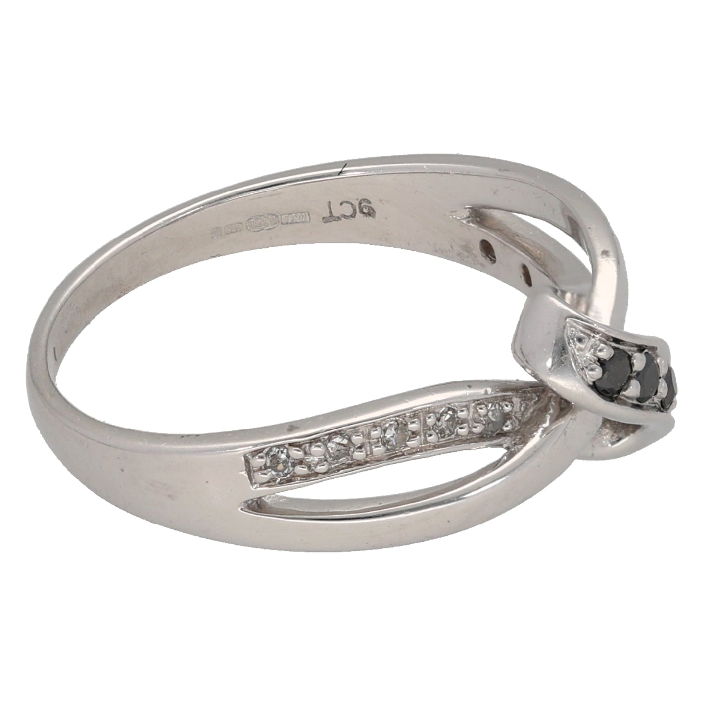 9ct White Gold 0.13ct Diamond Dress/Cocktail Ring Size L