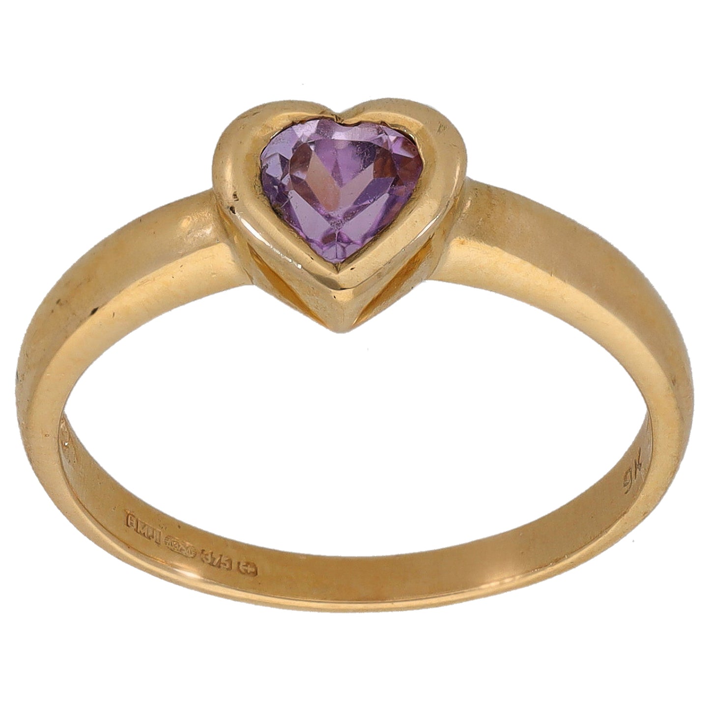 9ct Gold Amethyst Single Stone Ring Size N