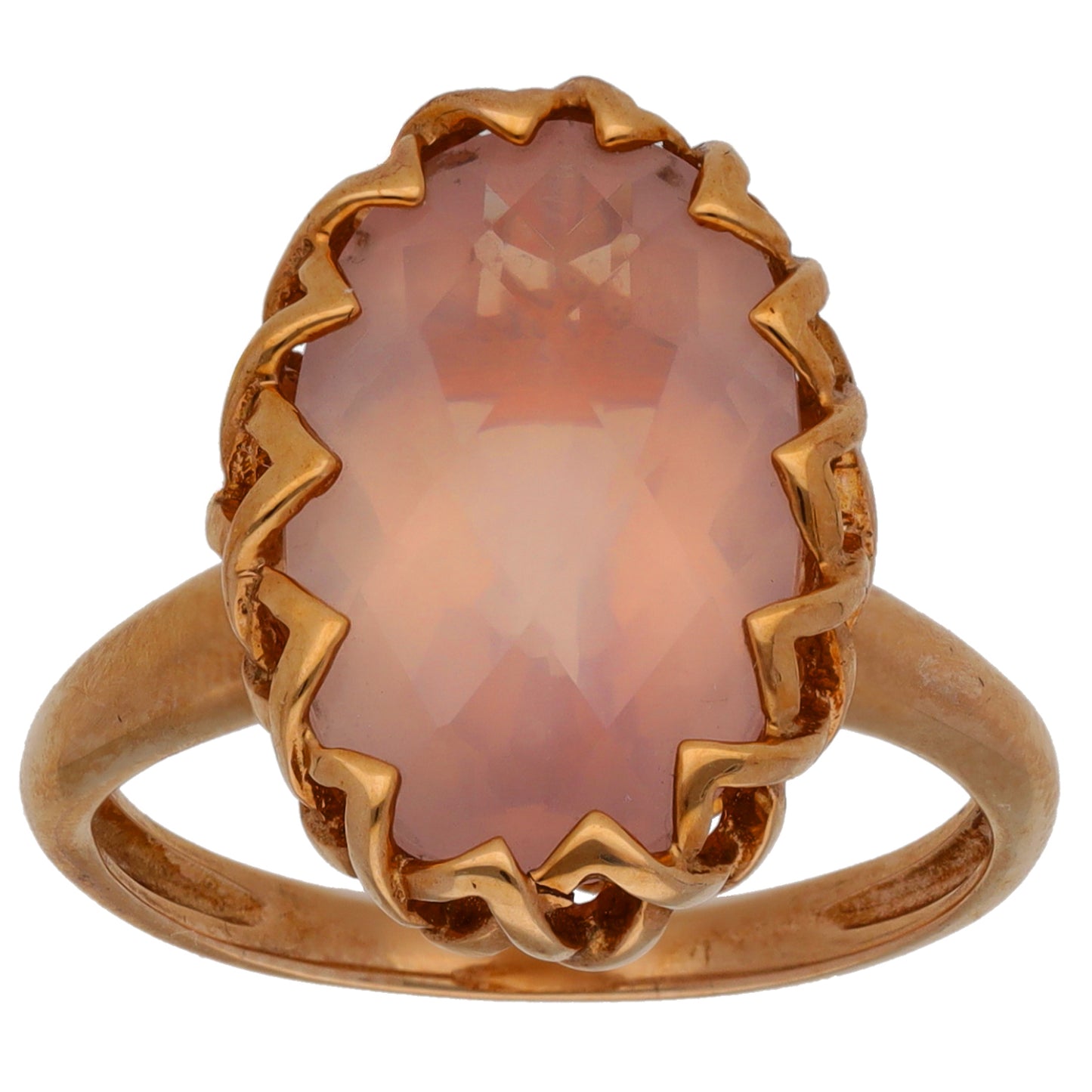 9ct Gold Quartz Single Stone Ring Size O