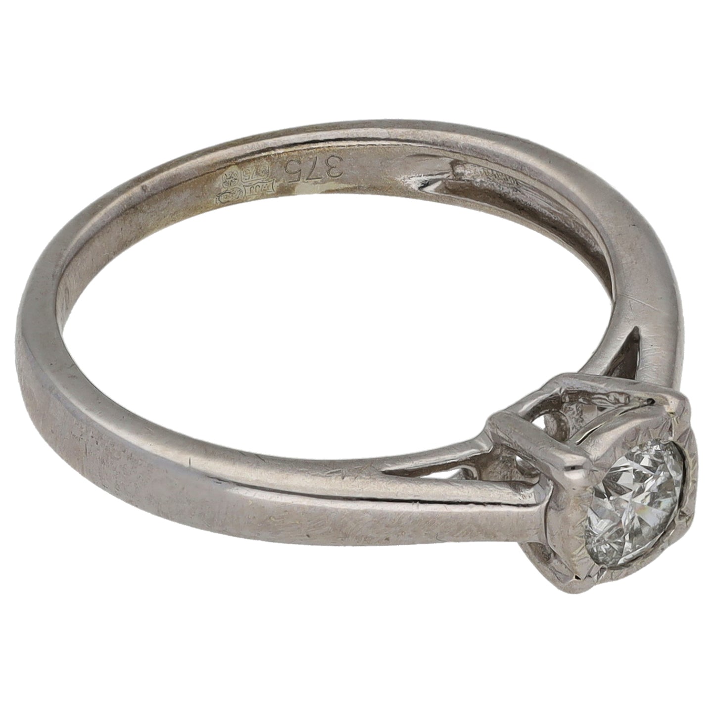 9ct White Gold 0.25ct Diamond Solitaire Ring Size L