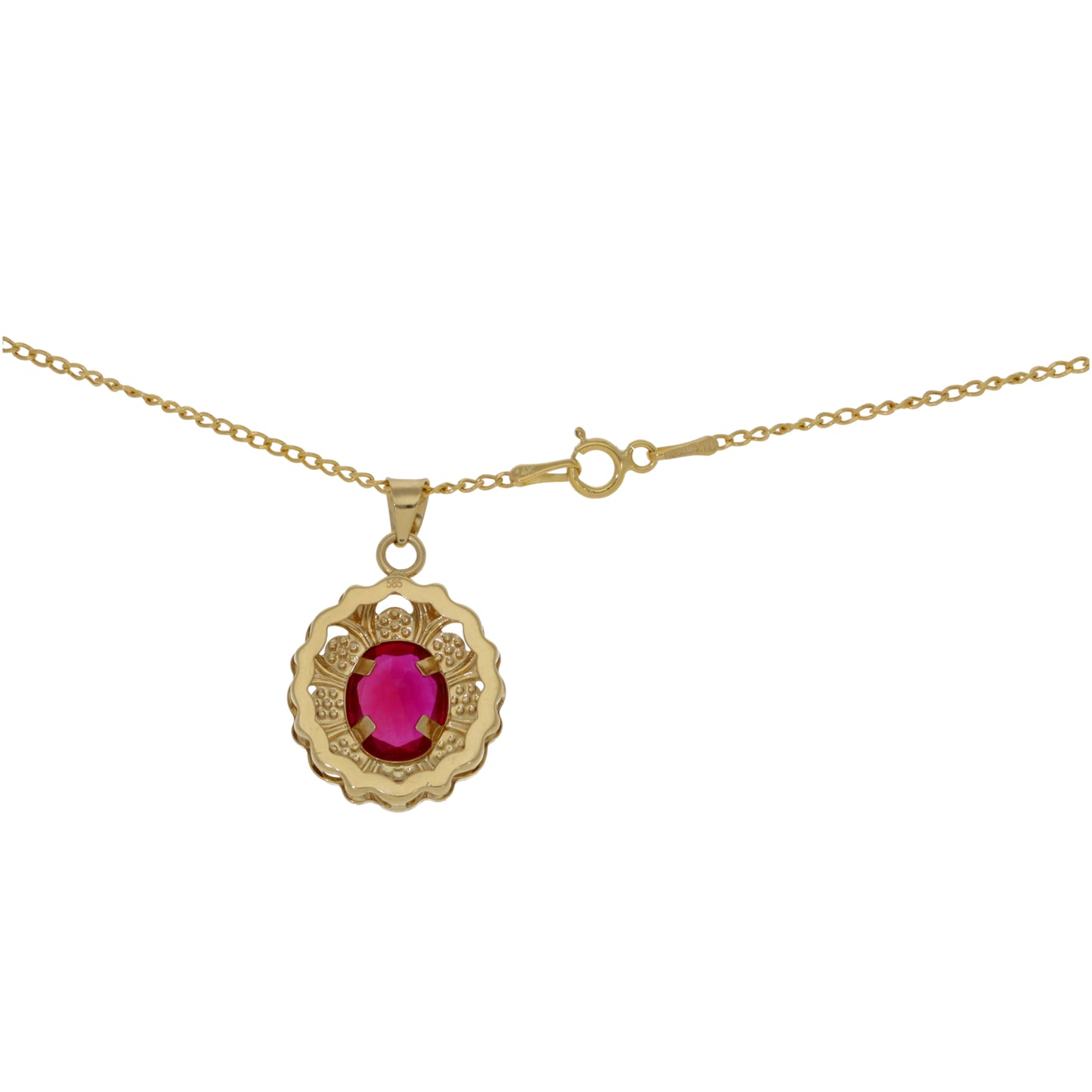 14ct Gold Imitation Gem Dress/Cocktail Pendant With Chain