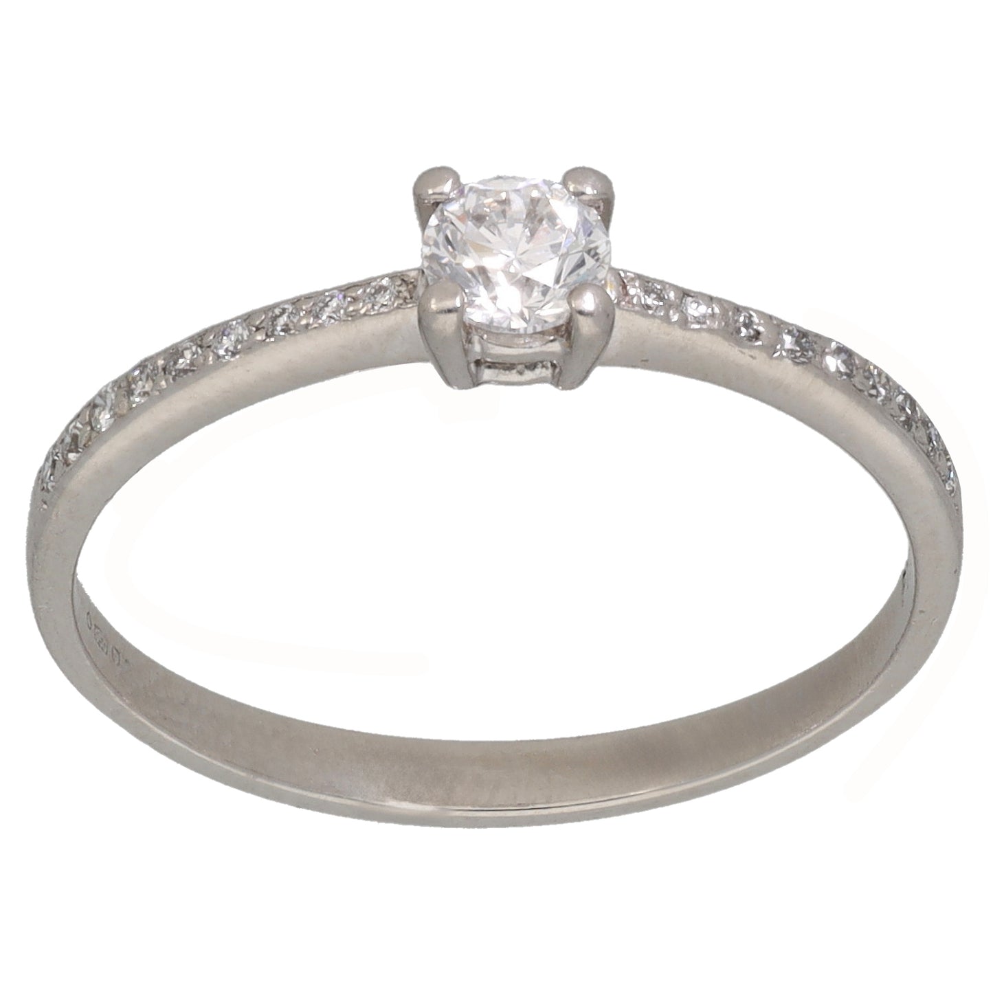 Platinum 0.32ct Diamond Solitaire Ring With Accent Stones Size O