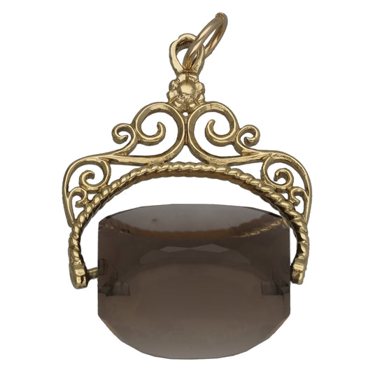 9ct Gold Smoky Quartz Fob Pendant