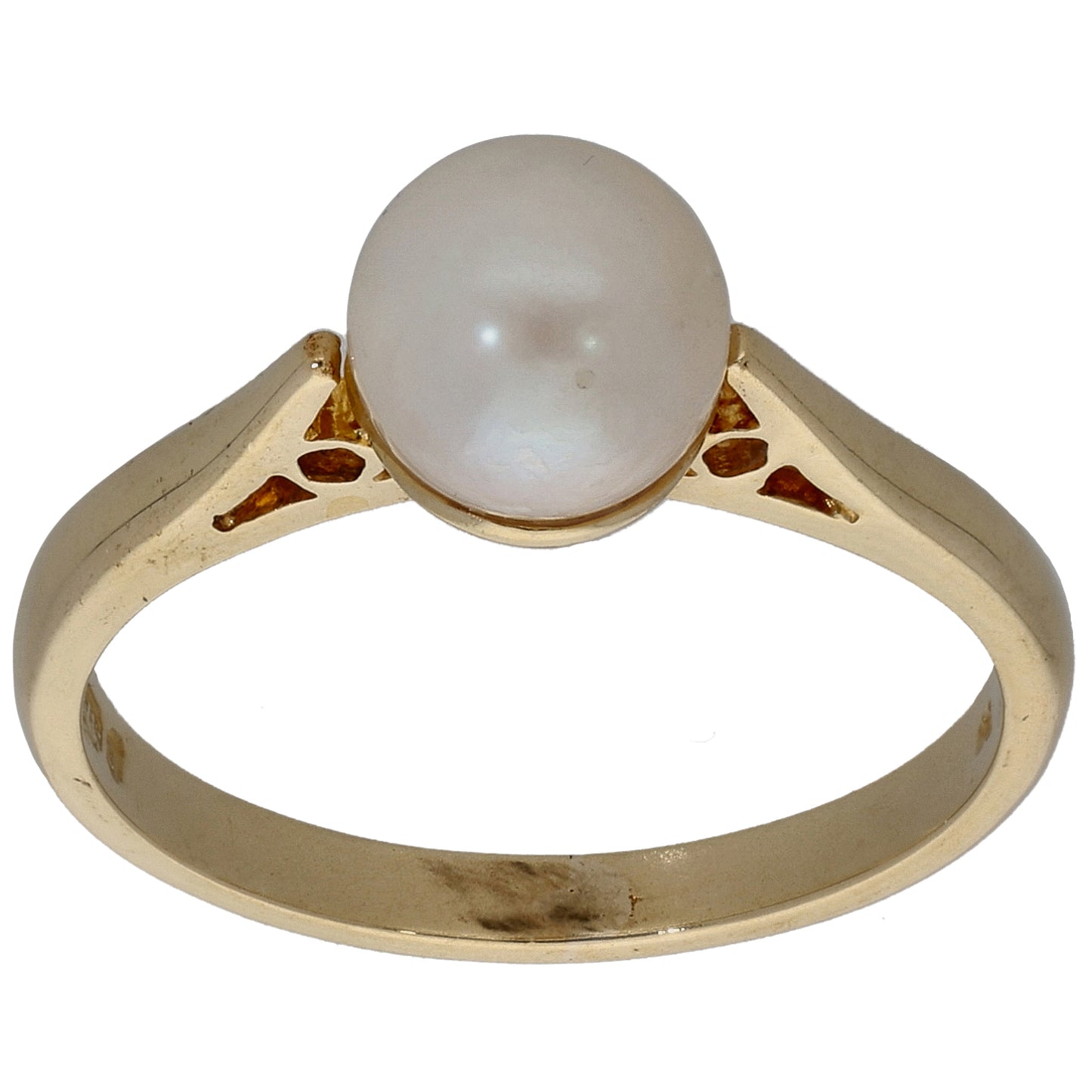 9ct Gold Cultured Pearl Single Stone Ring Size L