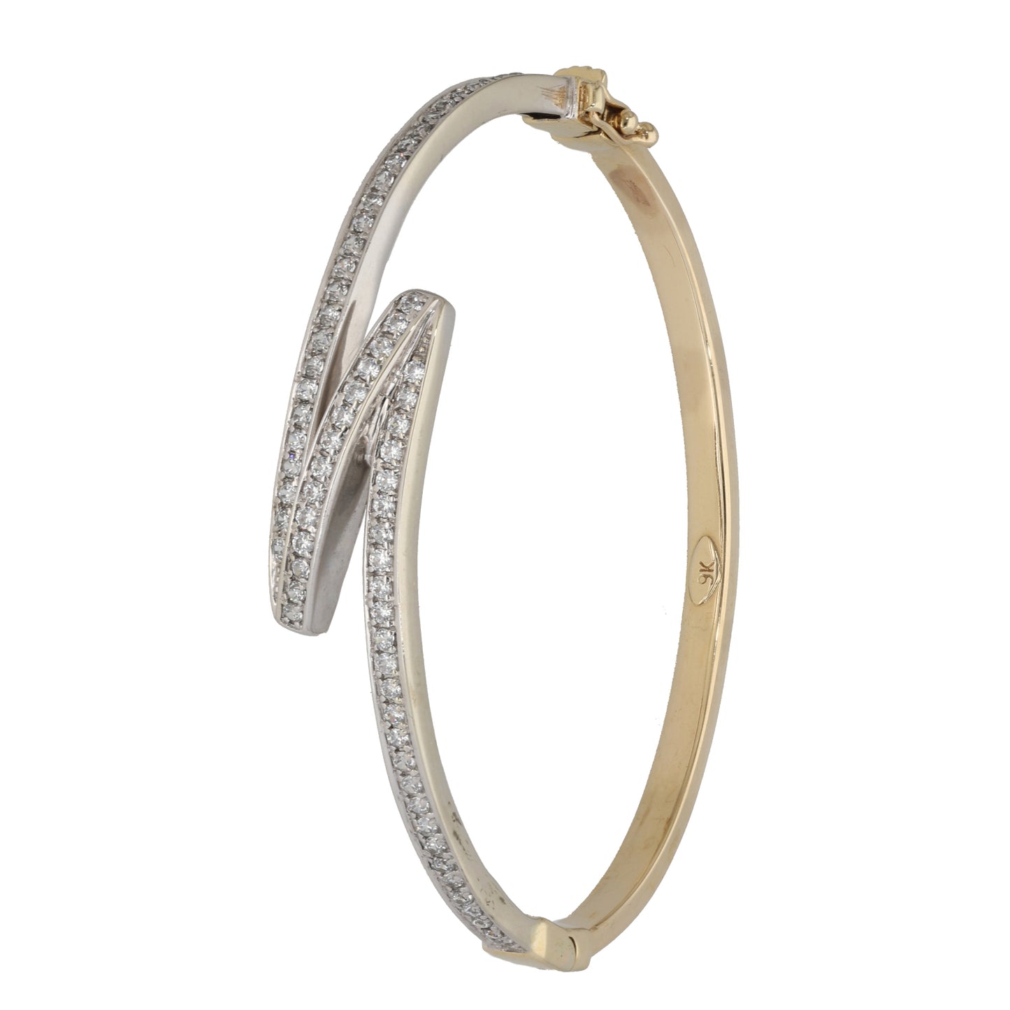 9ct Bicolour Gold Cubic Zirconia Hinged/Clasp Bangle