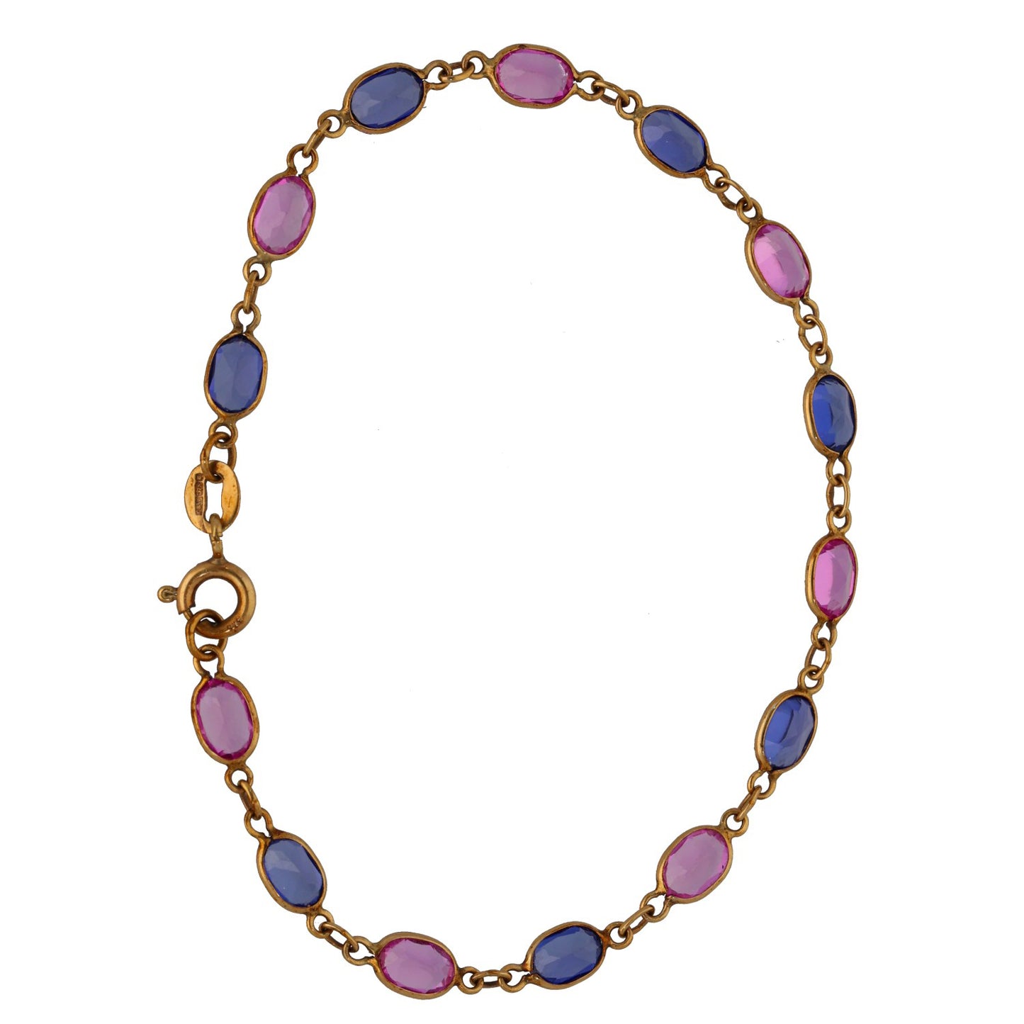 9ct Gold Sapphire Fancy Stone Set Bracelet