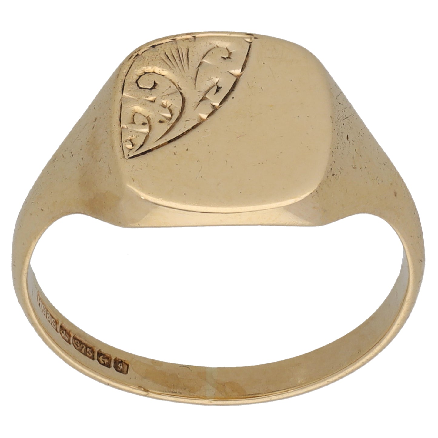 9ct Gold Patterned Signet Ring Size Q