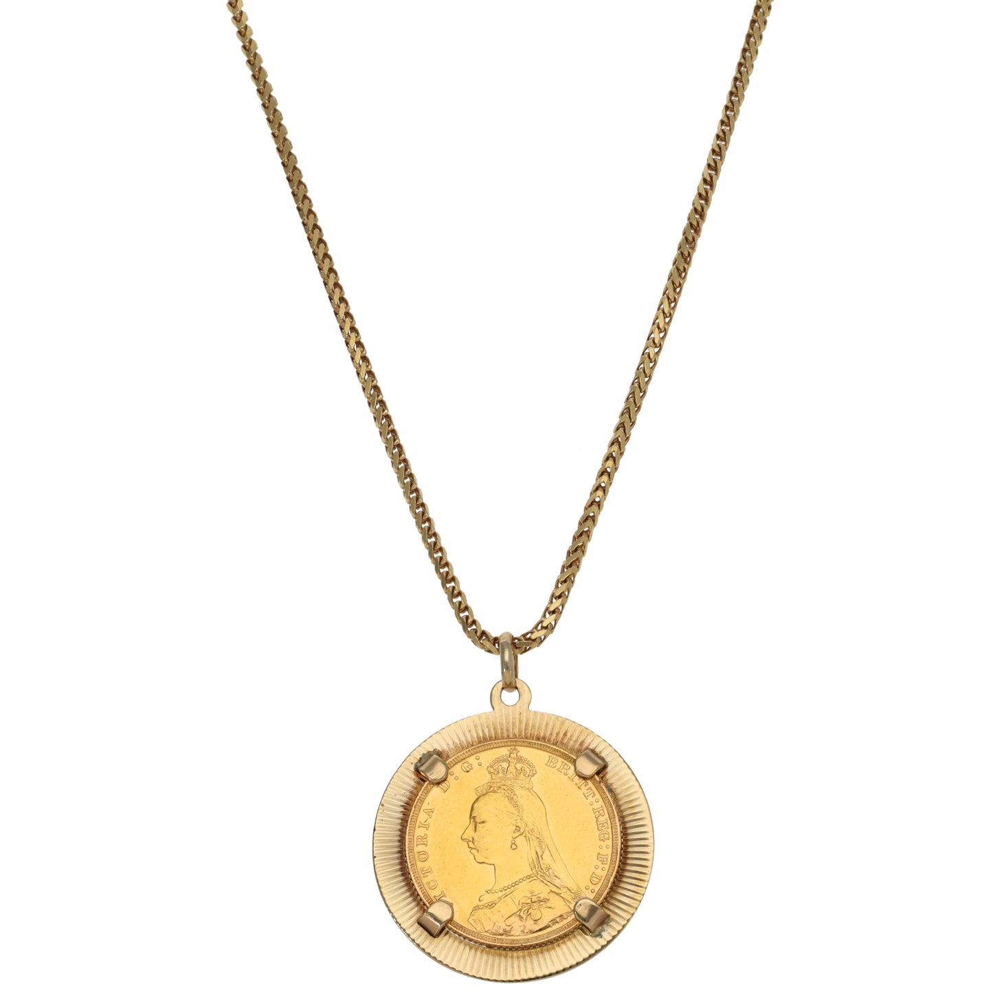 9ct Gold Full Sovereign Coin Pendant With Chain
