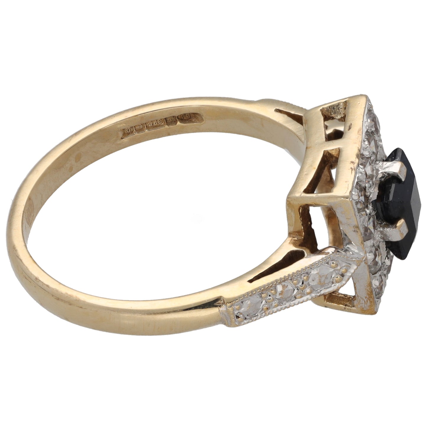 9ct Gold Sapphire & Cubic Zirconia Dress/Cocktail Ring Size Q