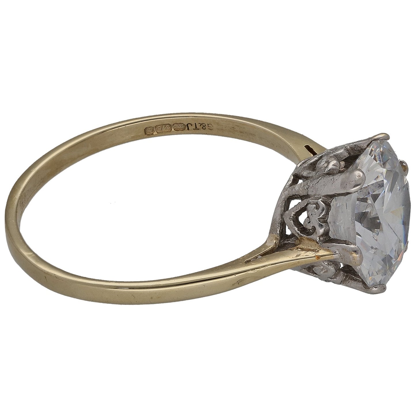 9ct Gold Cubic Zirconia Single Stone Ring Size T