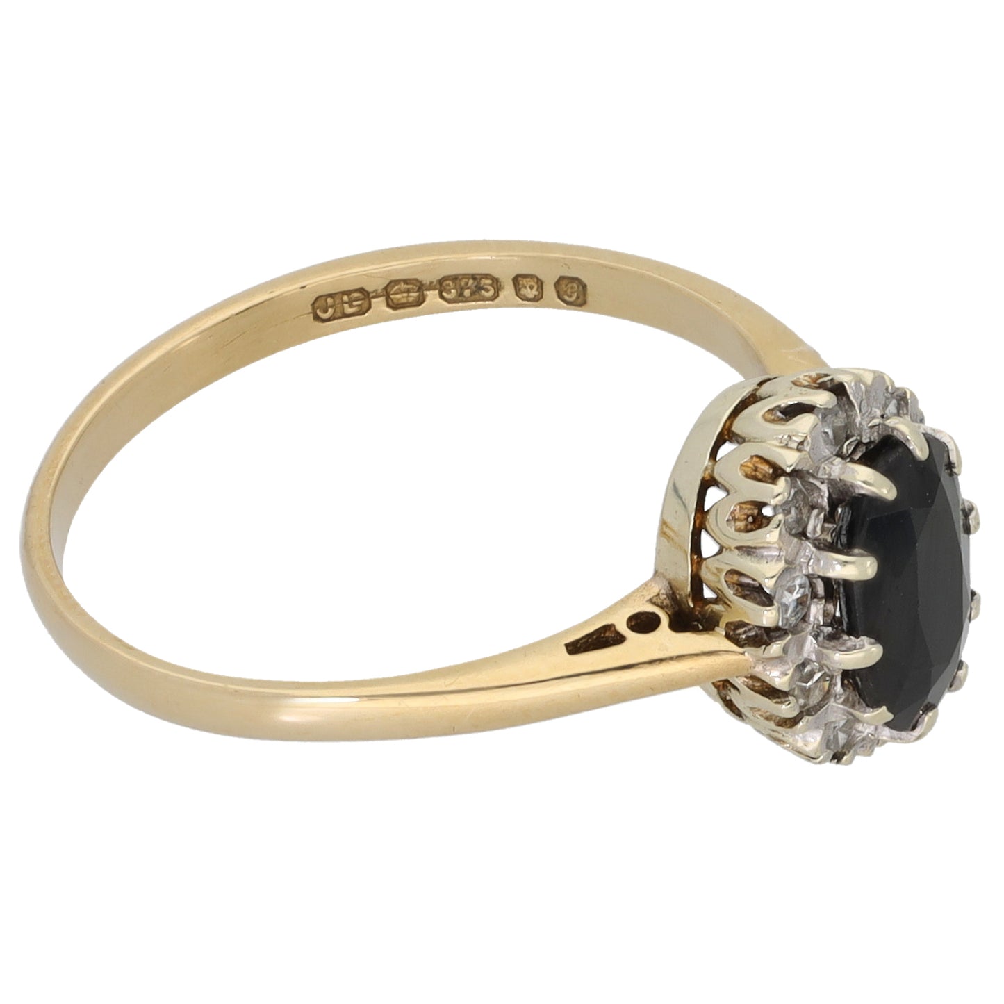 9ct Gold 0.10ct Diamond & Sapphire Dress/Cocktail Ring Size M