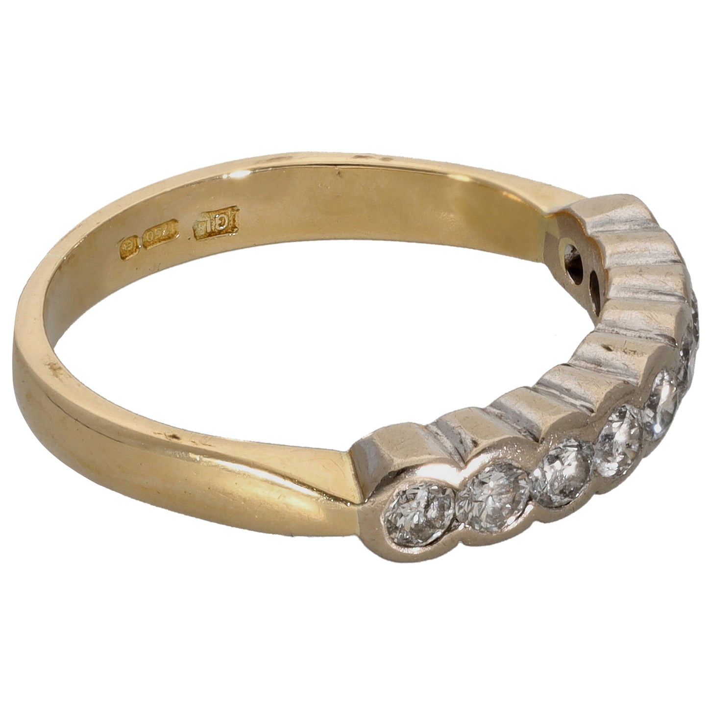 18ct Gold 0.54ct Diamond Half Eternity Ring Size M