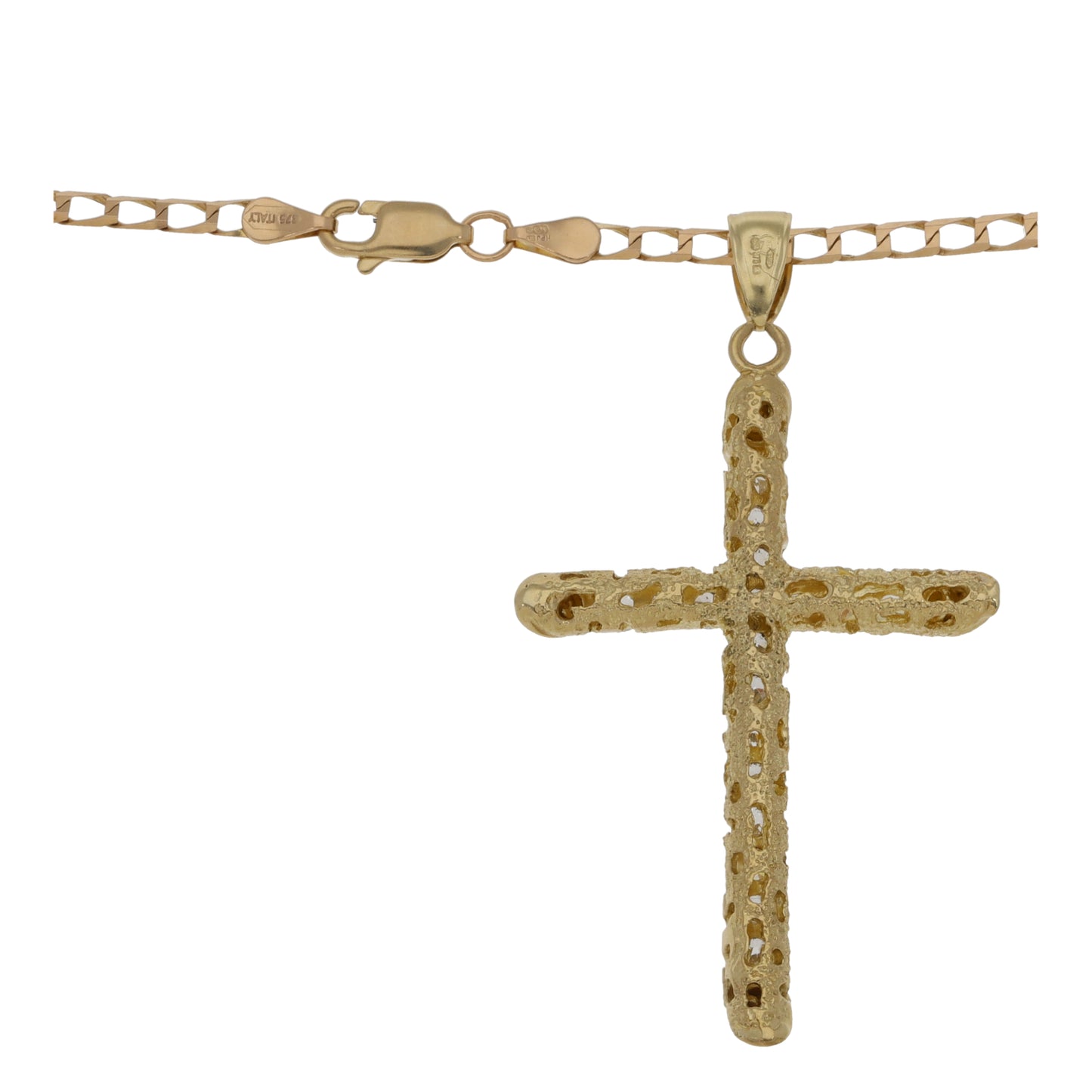 9ct Gold Cubic Zirconia Cross Pendant With Chain
