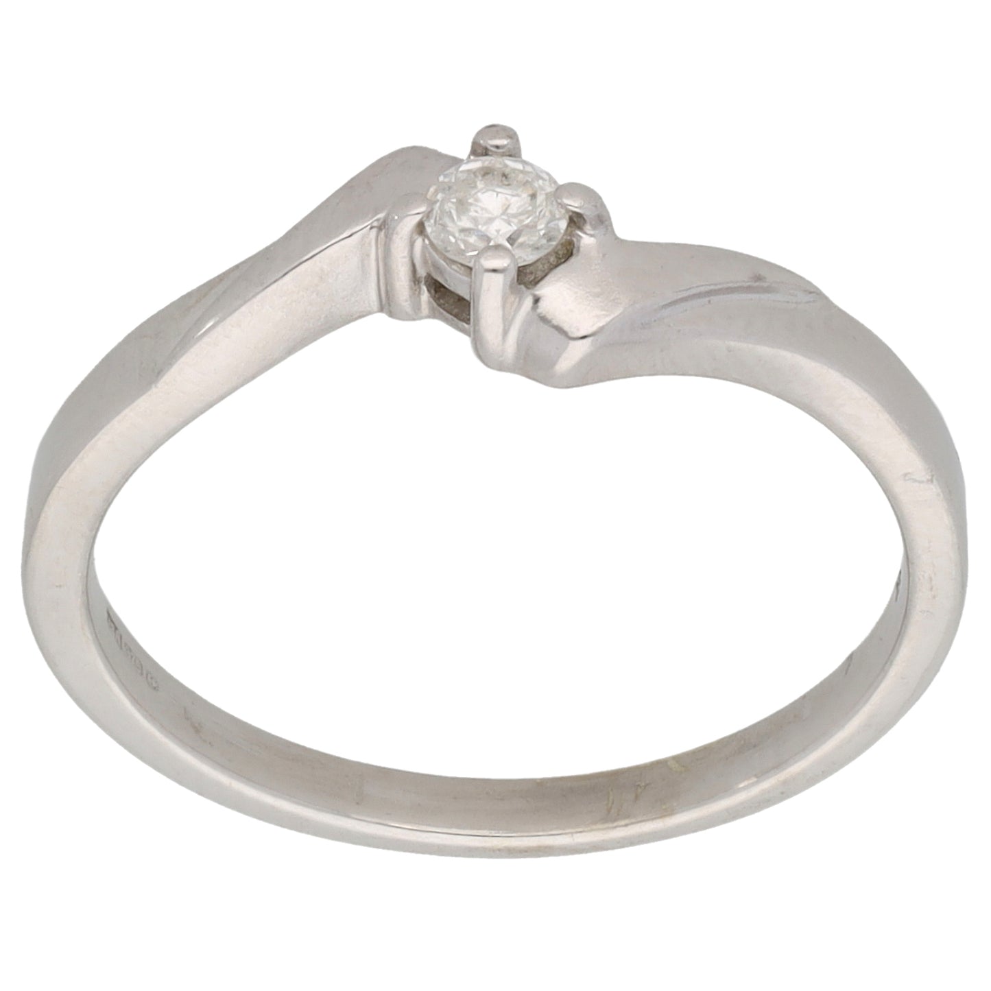 9ct White Gold 0.10ct Diamond Solitaire Ring Size L