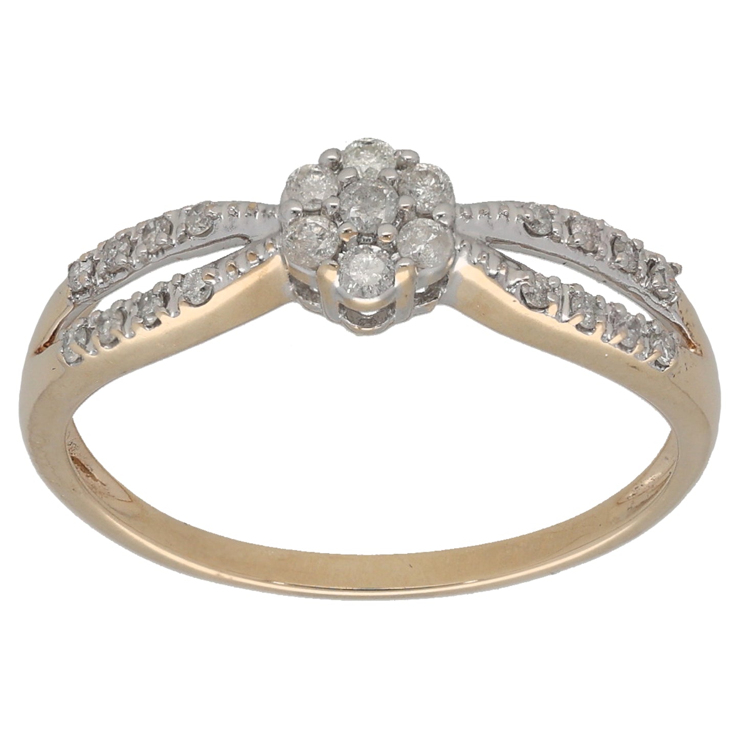 9ct Gold 0.08ct Diamond Cluster Ring Size P