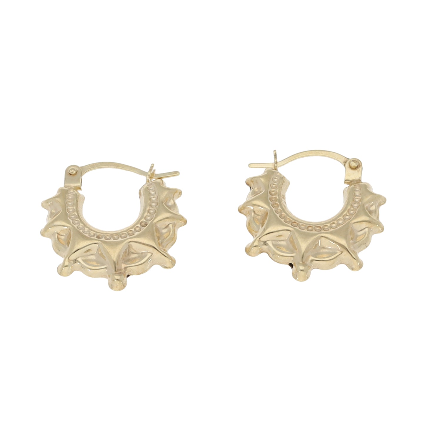 New 9ct Gold Spiked Creole Earrings