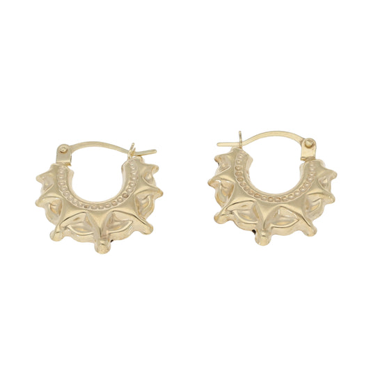 New 9ct Gold Spiked Creole Earrings