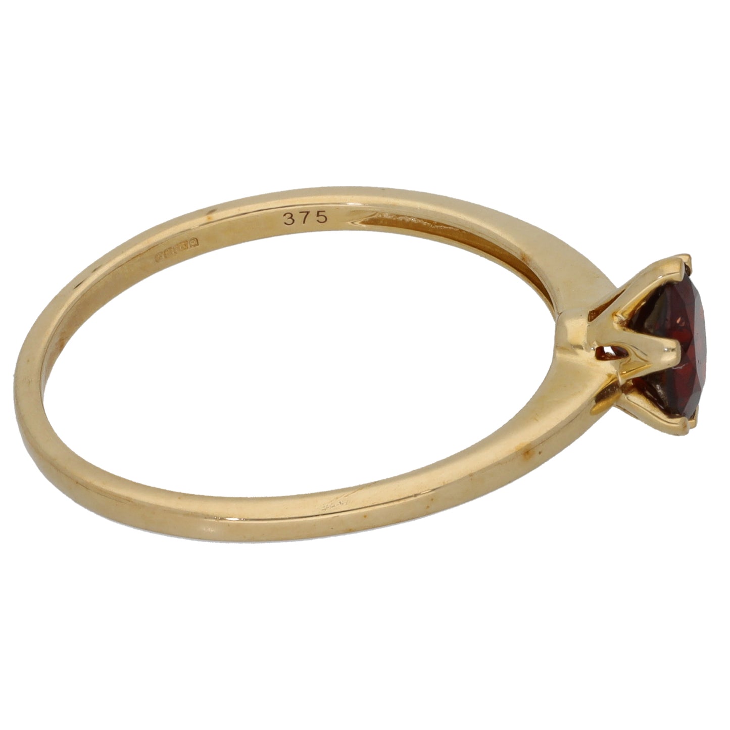 9ct Gold Garnet Single Stone Ring Size S