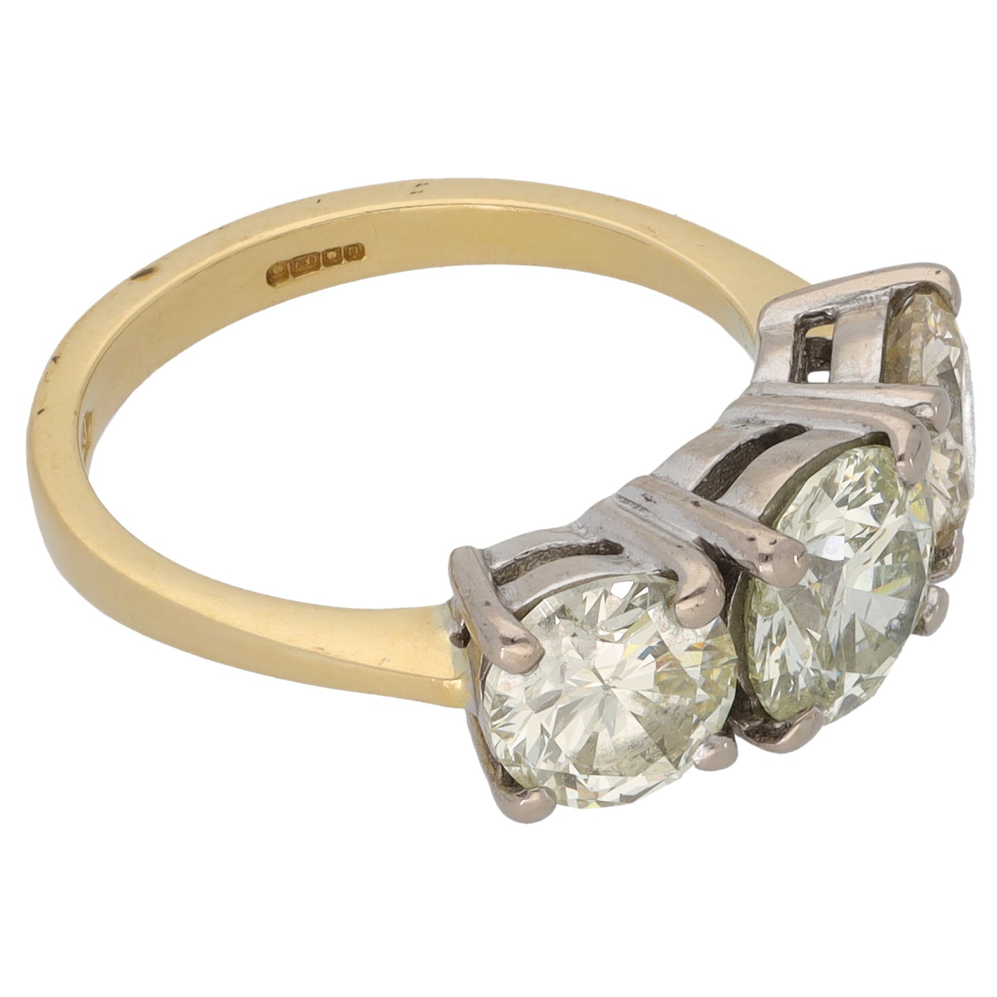 18ct Gold 3.12ct Diamond Trilogy Ring Size K