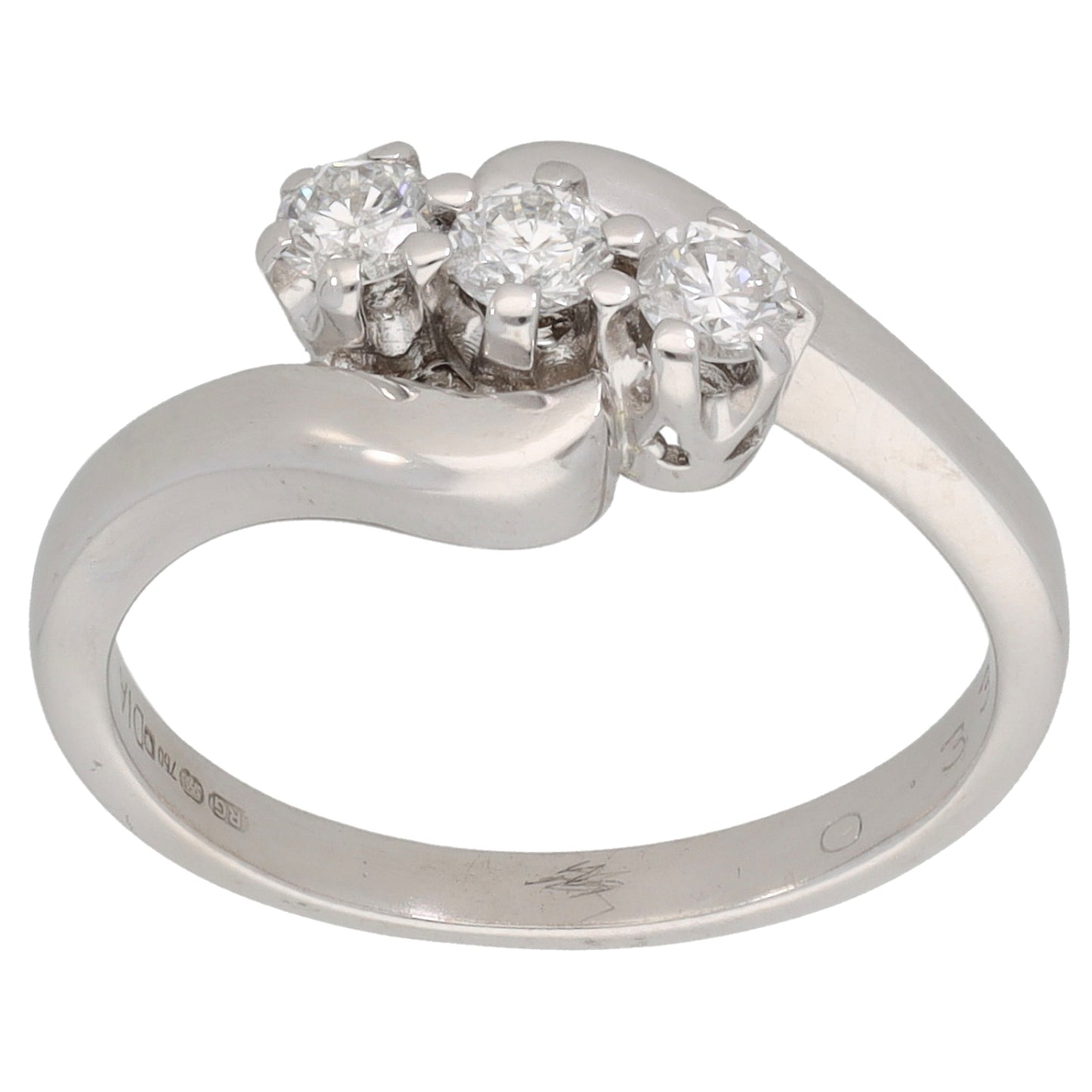 18ct White Gold 0.33ct Diamond Trilogy Ring Size K