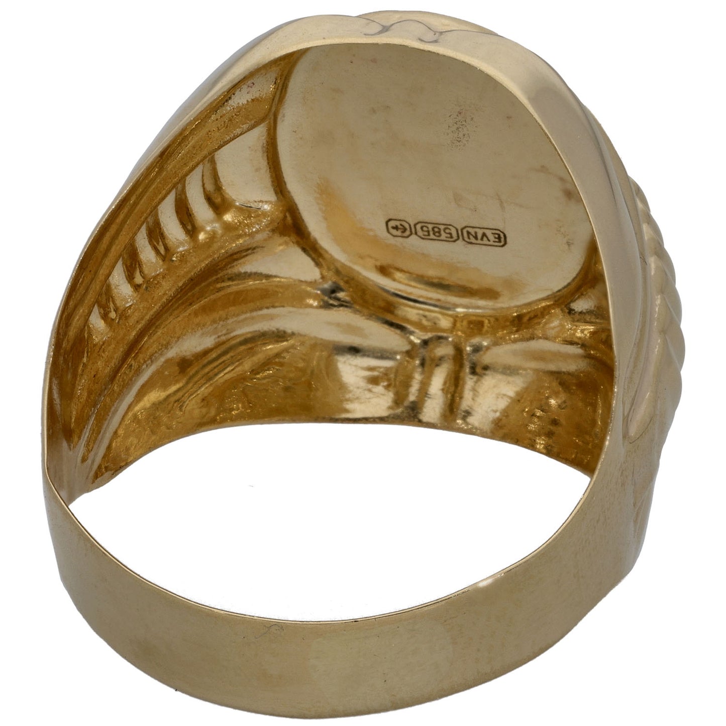 14ct Gold Patterned Signet Ring Size U