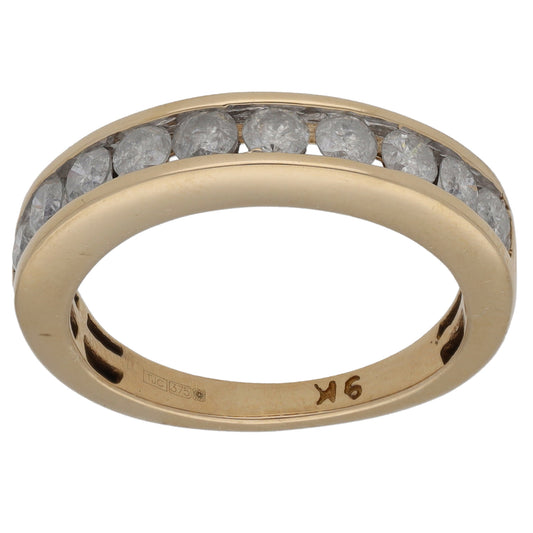 9ct Gold 1.00ct Diamond Half Eternity Ring Size O