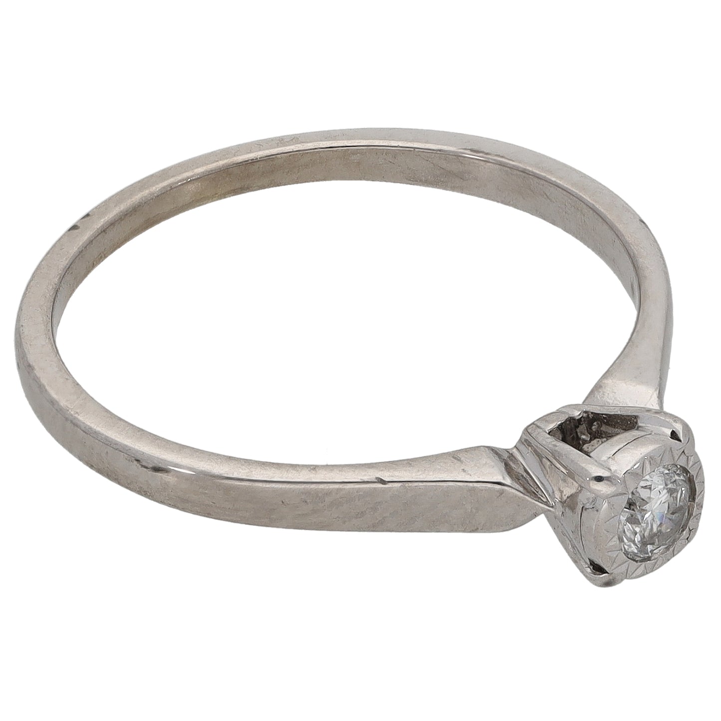 9ct White Gold 0.15ct Diamond Solitaire Ring Size Q