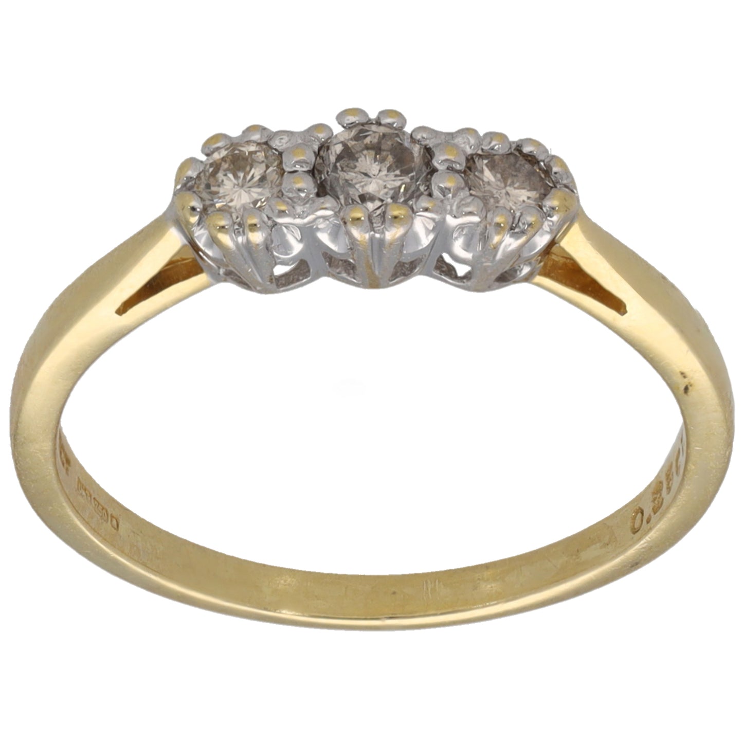 18ct Gold 0.25ct Diamond Trilogy Ring Size N